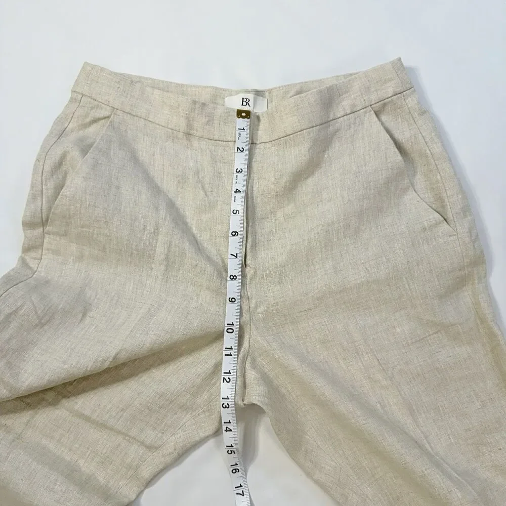 Banana Republic High Rise Slim Ankle Linen Trousers Size 10 Beige Minimalist NWT